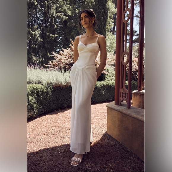 Meshki Satin Corset Maxi Dress - Ivory - Picture 1 of 7